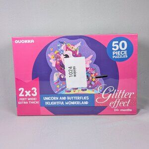Quokka Giant Glitter Floor Puzzle Unicorn & Butterflies 50pc 2x3ft New Sealed